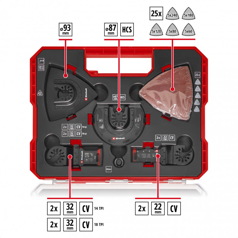 Conjunto de acessórios para ferramenta multifunções Einhell 708136, 35 peças, em XL-PLUS-CASE