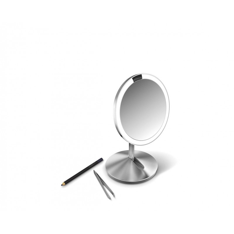 Espelho de ampliação com sensor simplehuman, 12 cm, recarregável, aço inoxidável escovado