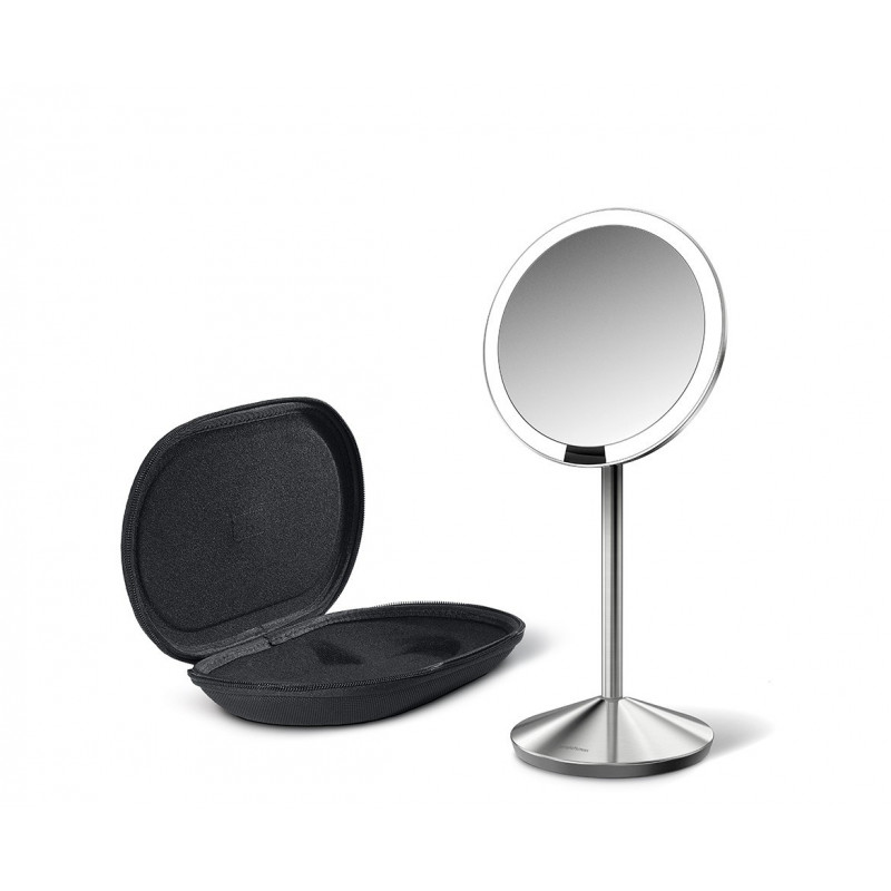 Espelho de ampliação com sensor simplehuman, 12 cm, recarregável, aço inoxidável escovado