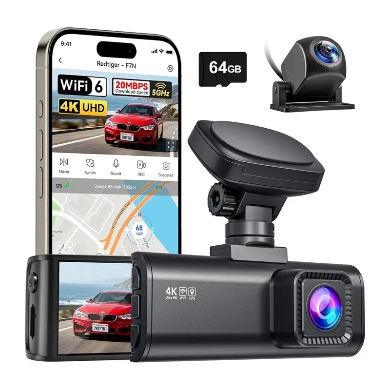 Dashcam REDTIGER F7N (64G) WiFi 4K + 1080p