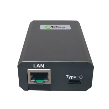 Injetor PoE Gigabit Microconnect POEINJ-60W-USBC, IEEE 802.3af/802.3bt, 100 m, preto