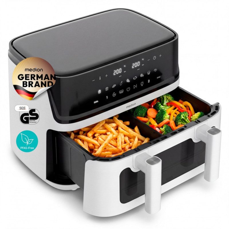 Medion Life P25 XXL Flex M MD 100057 Fritadeira de ar quente, preto/branco (50079787)