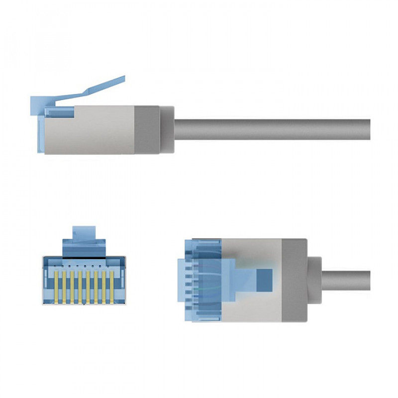 Goobay Cabo de patch Slim Cat6a U/FTP RJ45, 1 m, cinzento