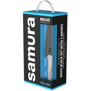 Conjunto de facas Samura MOJO 6 com bloco, cabos brancos (SMJ-06W)