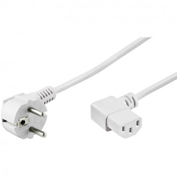 Cabo de alimentação angular DSIT Schuko para IEC C13, 2 m, branco