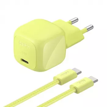 Carregador Belkin BOOST Charge USB-C/USB-C 30W PD com PPS, Citrus + cabo USB-C de 2 m (WCA008KQ2MGR-B6)