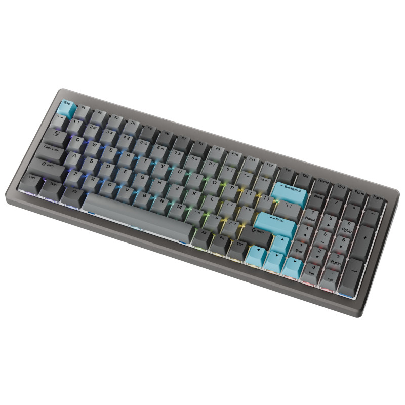 Teclado gaming Ducky Cushion 98, 96%, layout US (ANSI), switches Shush Green - Nickel (DKCUS2598-DDUSPHCC3H1)
