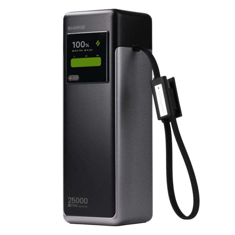 Powerbank SHARGE HyperTower 170, 25.000 mAh, 170 W, 4-in-1, preto