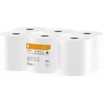 Rolo de toalhas Satino by Wepa HiCycle, 2 folhas, 138 m, 100% reciclado, branco brilhante, gofrado waffle, pack de 6 (319190)
