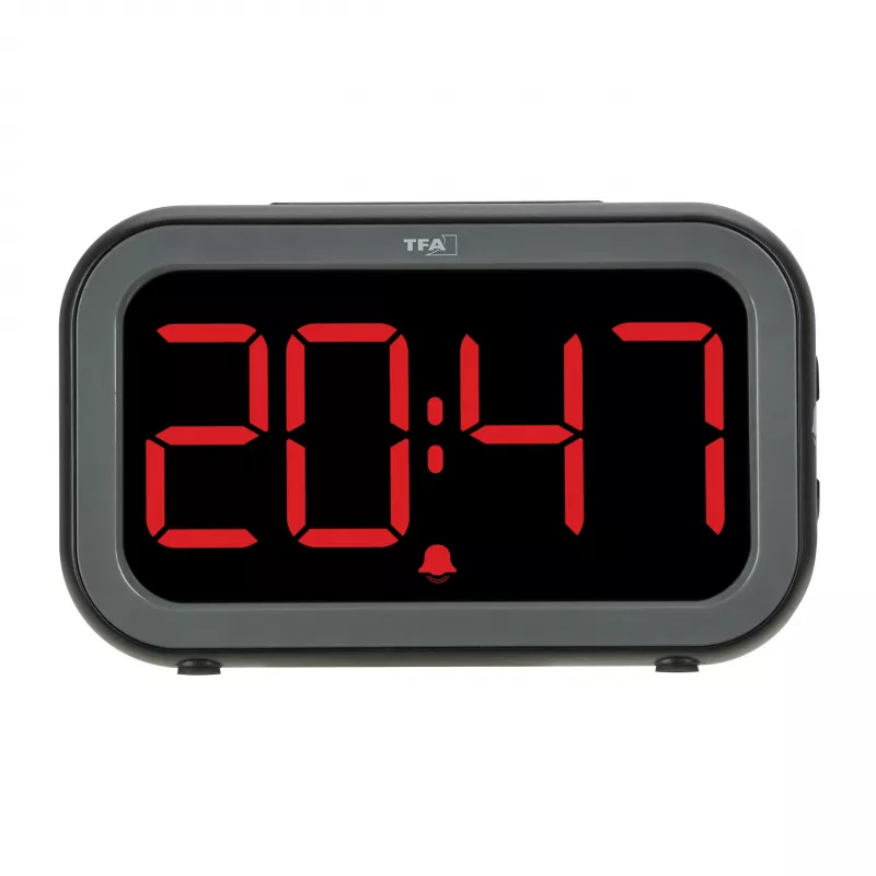 TFA Dostmann Bingo Despertador digital híbrido, ecrã LCD/LED, Preto/Antracite, 60.2048.01