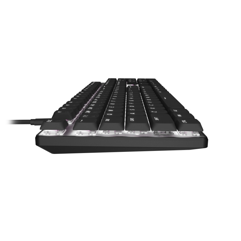 Natec Amberjack Teclado com fio, layout US, switches lineares hot-swap, retroiluminação branca, anti-ghosting, gravação de macros, preto/cinzento (NKL-2391)