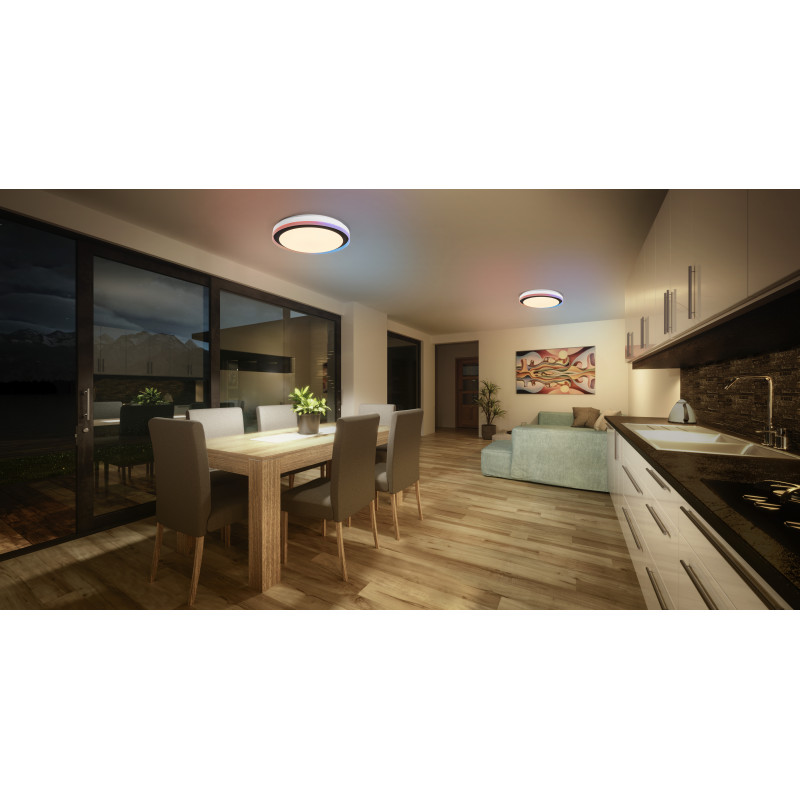 Luminária de parede/teto Osram SMART+ WiFi Orbis Magic 500 mm, RGB+TW, regulável, 38 W – preto/branco