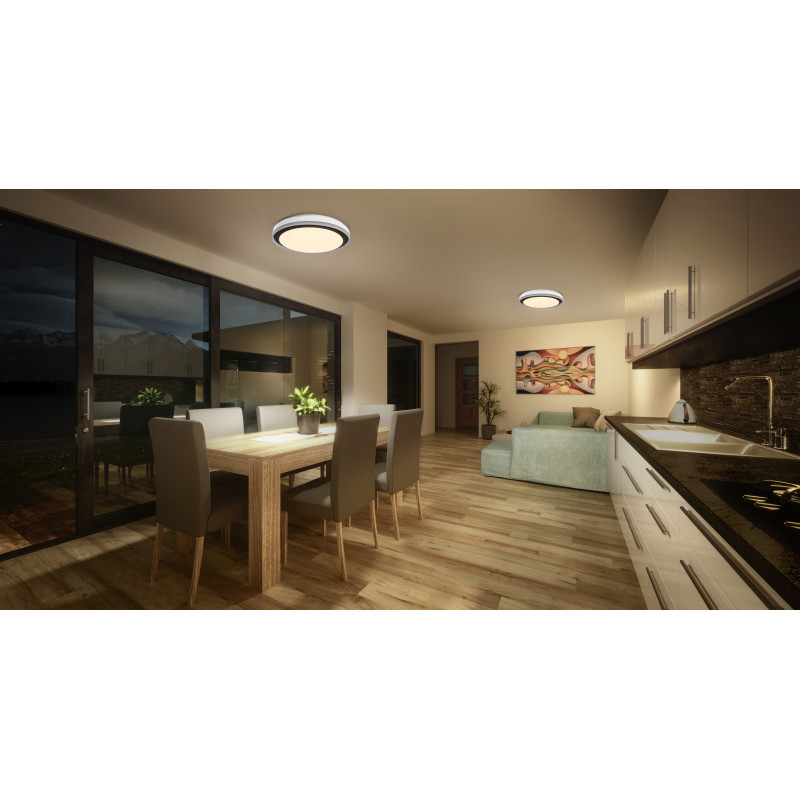 Luminária de parede/teto Osram SMART+ WiFi Orbis Magic 500 mm, RGB+TW, regulável, 38 W – preto/branco