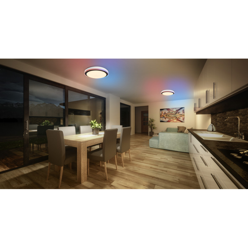 Luminária de parede/teto Osram SMART+ WiFi Orbis Magic 500 mm, RGB+TW, regulável, 38 W – preto/branco