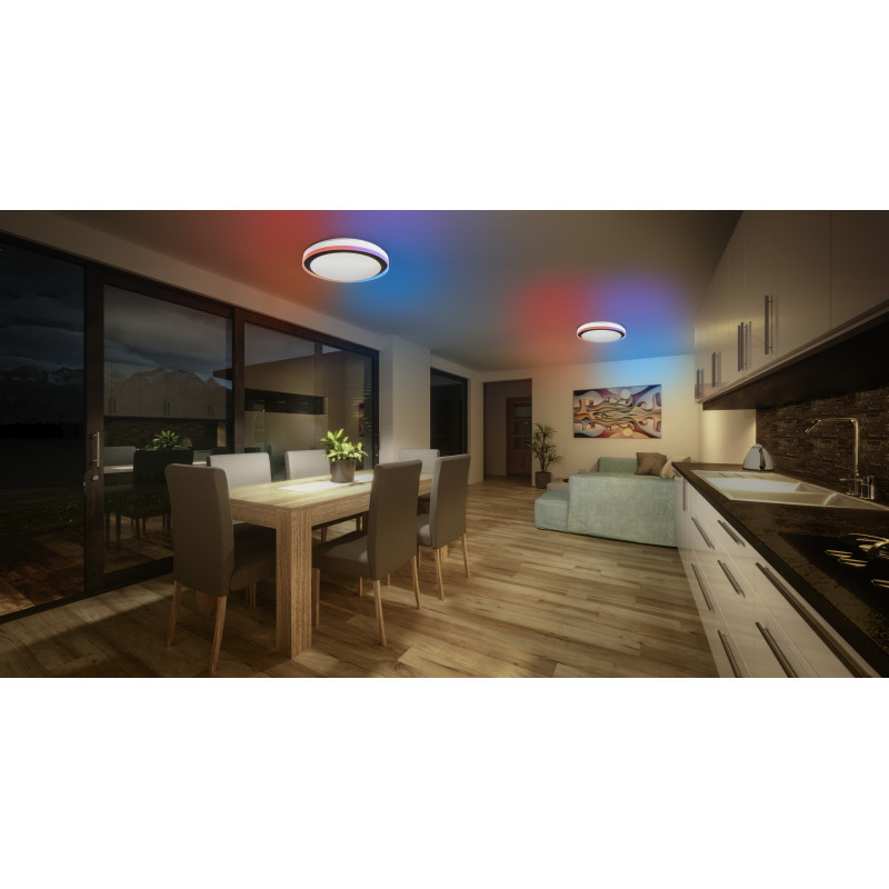 Luminária de parede/teto Osram SMART+ WiFi Orbis Magic 500 mm, RGB+TW, regulável, 38 W – preto/branco