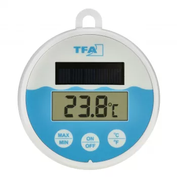 Termómetro solar digital para piscina TFA Dostmann, branco/turquesa, 30.1068.02
