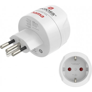 Adaptador de viagem Hama tipo J, L, N, 3 polos, para a Suíça, Itália e Brasil