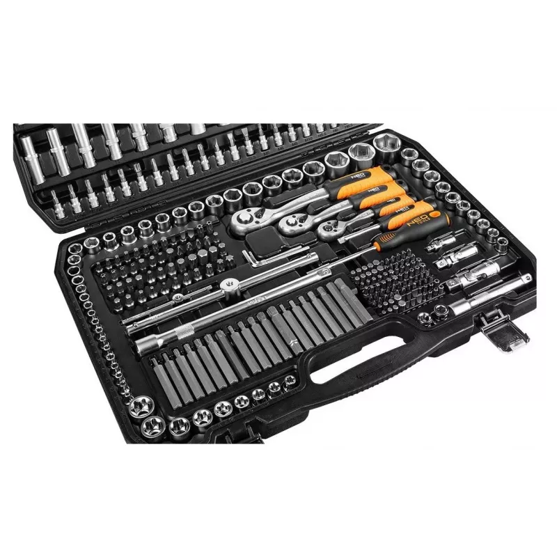 Conjunto de ferramentas Neo Tools 10-218, 300 peças, encaixe 1/2, 3/8, 1/4