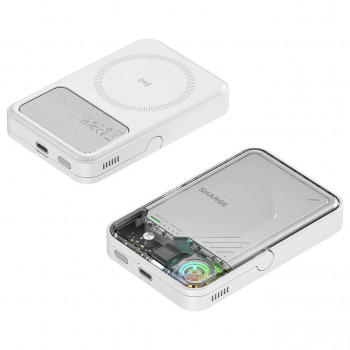 SHARGE ICEMAG 2 Powerbank, 10000 mAh, 15 W Qi2, 30 W USB-C, Transparente