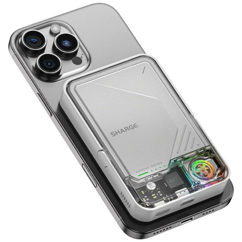 SHARGE ICEMAG 2 Powerbank, 10000 mAh, 15 W Qi2, 30 W USB-C, Transparente