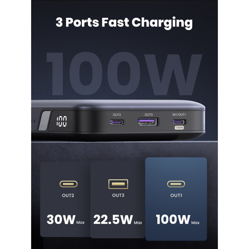 Powerbank Ugreen PB720 20000 mAh, Cinzento