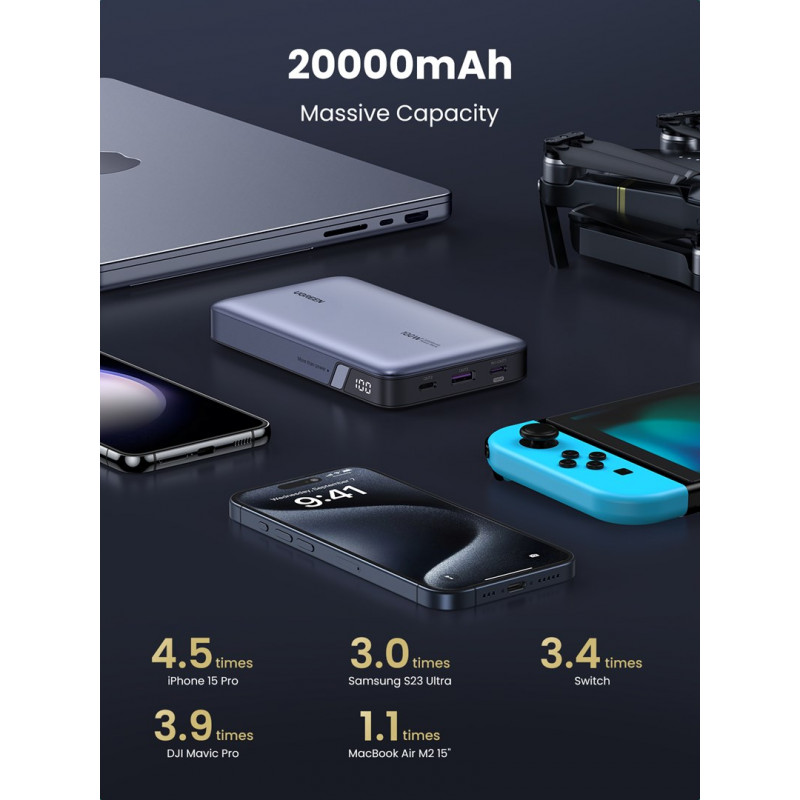 Powerbank Ugreen PB720 20000 mAh, Cinzento