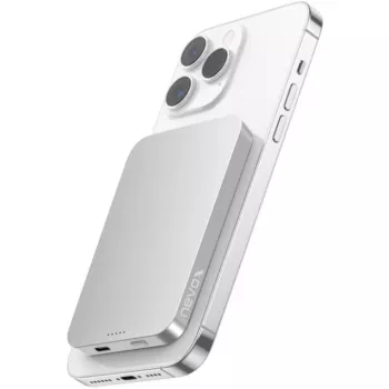 Powerbank sem fios magnética Nevox Qi2, 5000 mAh, prateado/branco