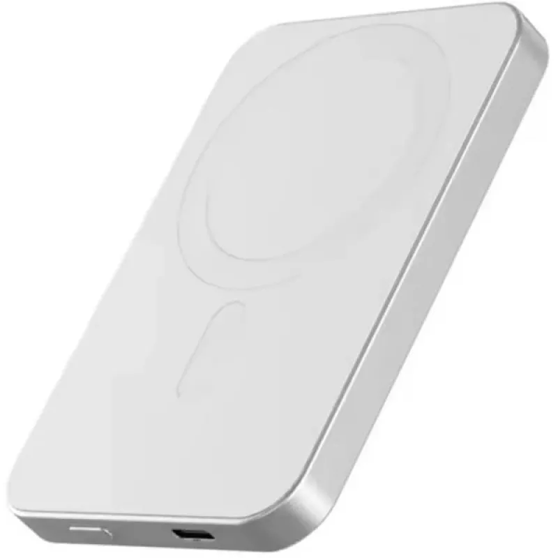 Powerbank sem fios magnética Nevox Qi2, 5000 mAh, prateado/branco