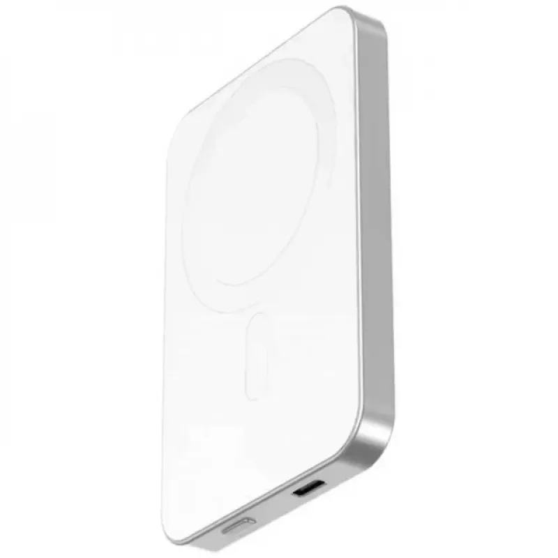 Powerbank sem fios magnética Nevox Qi2, 5000 mAh, prateado/branco