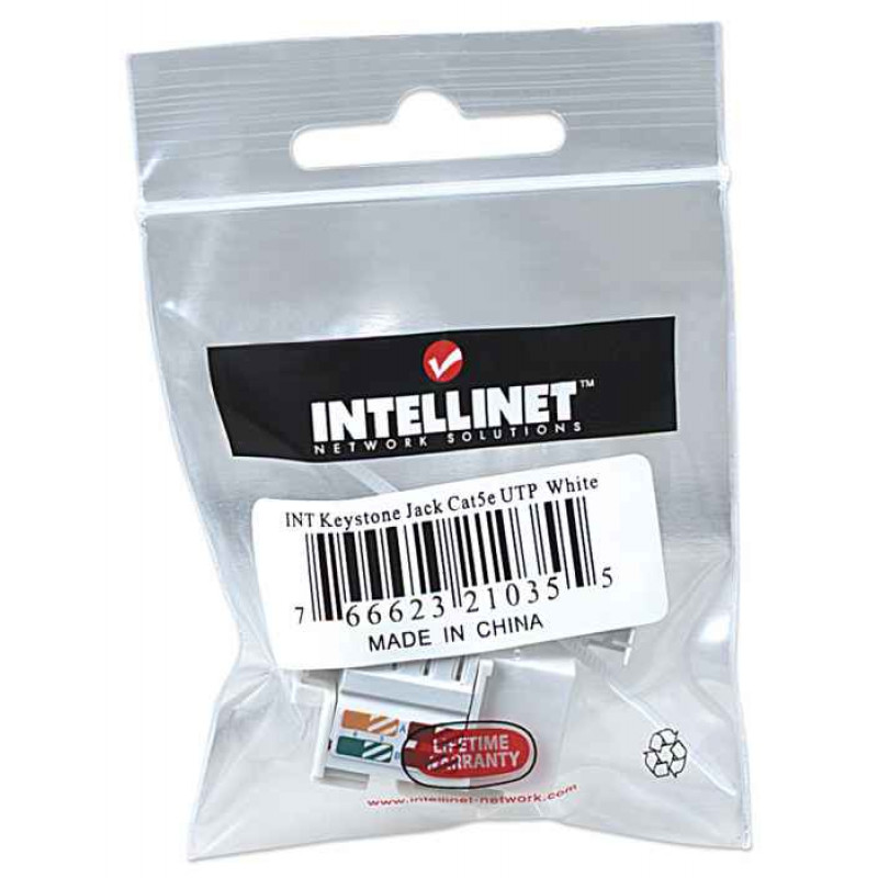 Módulo Keystone Intellinet 210355 RJ45 UTP Cat5e, punch-down, branco