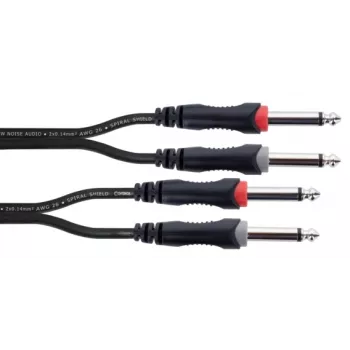 Cabo de áudio jack Cordial 14845 [2x ficha jack 6,3 mm (mono) - 2x ficha jack 6,3 mm (mono)] 3 m bainha de PVC preta, Twin-Lead