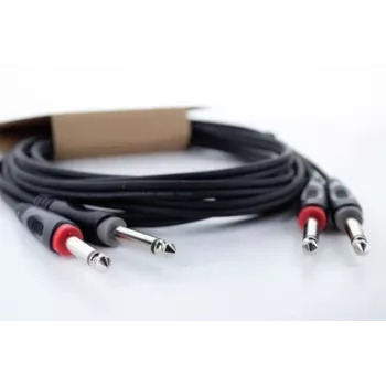 Cabo de áudio jack Cordial 14845 [2x ficha jack 6,3 mm (mono) - 2x ficha jack 6,3 mm (mono)] 3 m bainha de PVC preta, Twin-Lead
