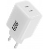 Forcell F-Energy GaN III Crystal Color VT-60 60W PD QC 4.0 carregador de parede 2x USB-C branco + cabo