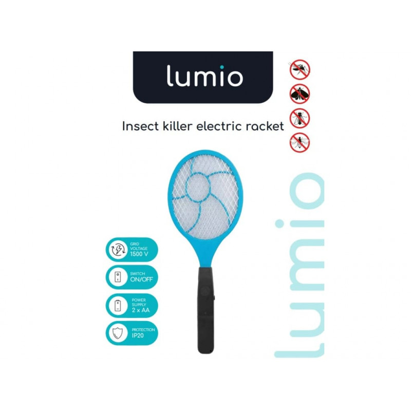 LUMIO Raquete elétrica mata-moscas (MKE007), 2xAA, azul