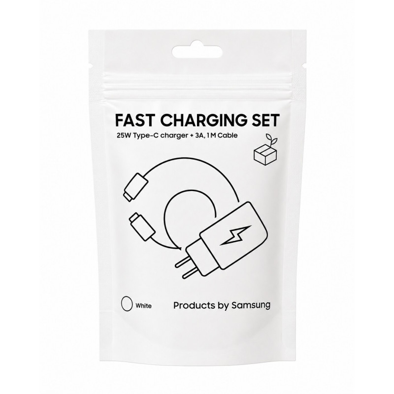 Samsung Adaptador de viagem TA800 com cabo USB-C para USB-C, branco