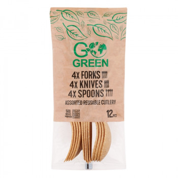 Gogreen Go Green Conjunto de talheres reutilizável, 12 peças