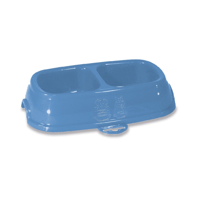 Stefanplast Comedouro Break 11 0,4+0,4L 28x17x6cm sortido cinzento/azul