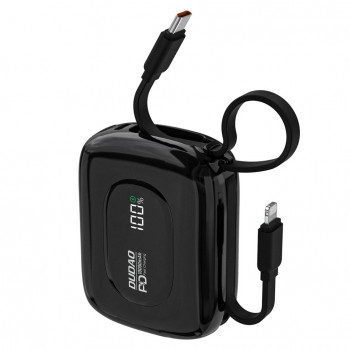Dudao K32 Powerbank 22,5 W 10000 mAh com cabo USB-C/Lightning integrado – preto