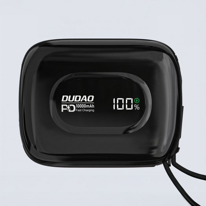 Dudao K32 Powerbank 22,5 W 10000 mAh com cabo USB-C/Lightning integrado – preto