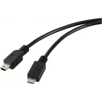 Cabo USB 2.0 Micro-USB para Mini-USB Renkforce, 0,5 m, preto