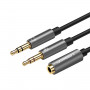 Cabo divisor de áudio AUX 3,5 mm UGREEN UV140 – preto/cinzento