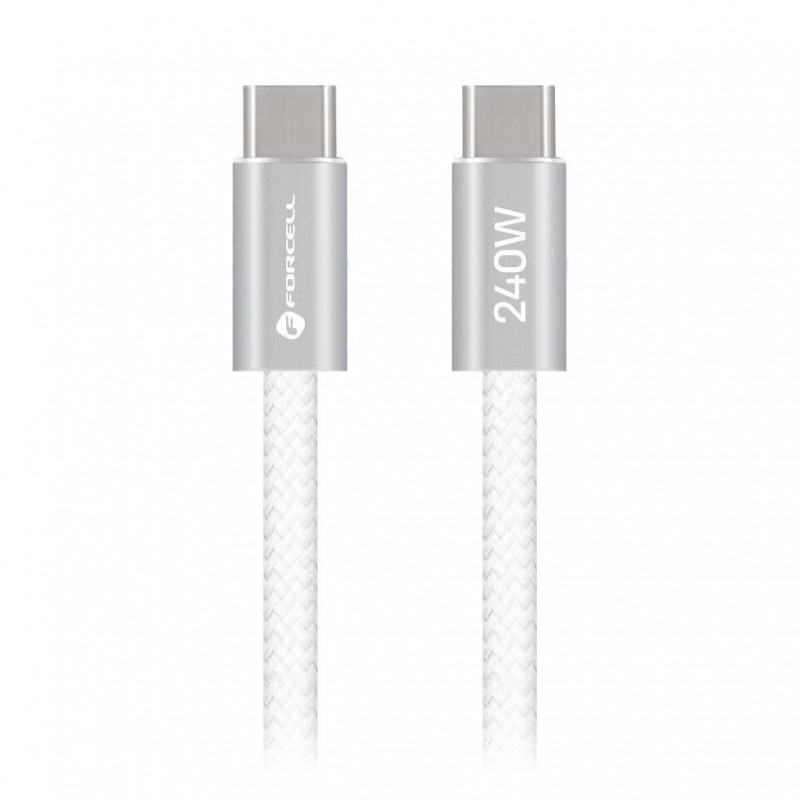 Cabo USB Forcell USB-C para USB-C, 2 m, 240 W, branco