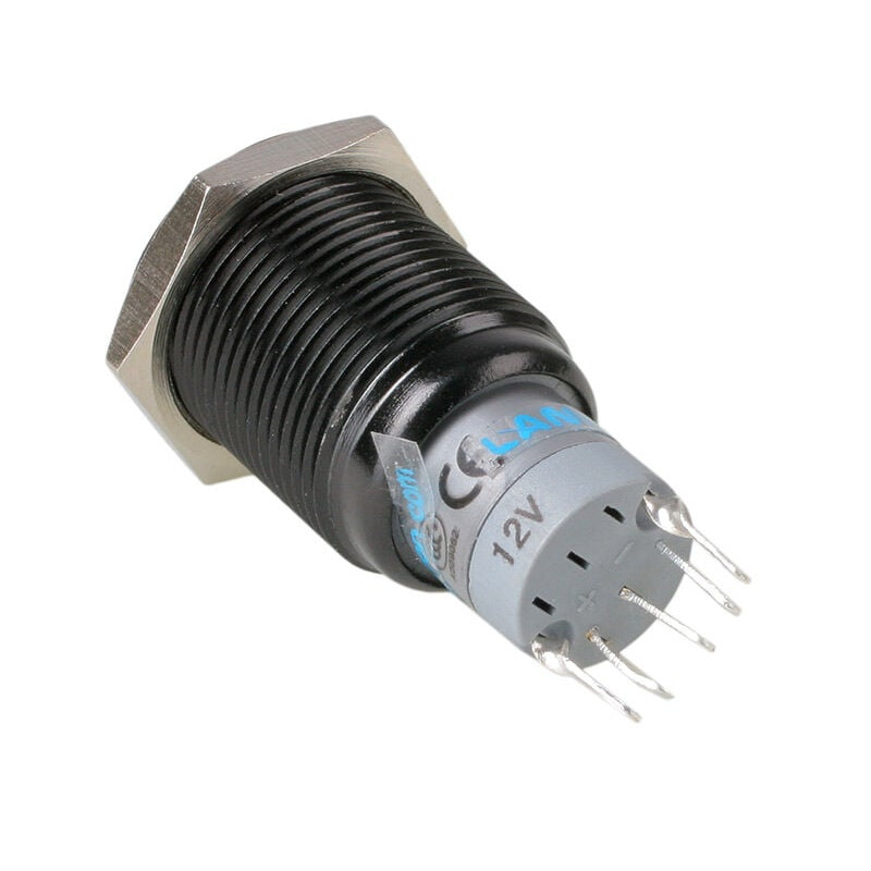 Interruptor antivandalismo 16mm Lamptron - Blackline - azul