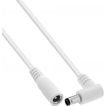 Cabo de extensão DC InLine®, ficha angular, 5,5 x 2,5 mm, branco, 0,5 m