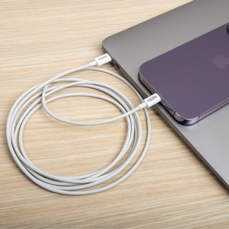 Cabo Gizzu USB-C para Lightning, 1,8 m, 27 W PD, branco (GCPU2L18)