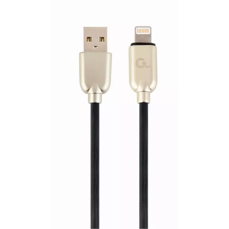 Cabo Gembird USB 2.0 USB-A macho para Lightning macho, revestimento em borracha, 1 m, preto (CC-USB2R-AMLM-1M)