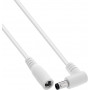 Cabo de extensão DC InLine®, ficha angular, 5,5 x 2,5 mm, branco, 0,2 m