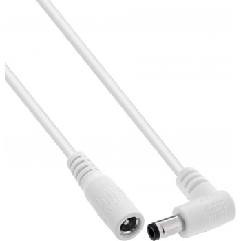 Cabo de extensão DC InLine®, ficha angular, 5,5 x 2,1 mm, branco, 0,2 m