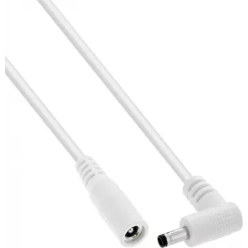Cabo de extensão DC InLine®, ficha angular, 4,0 x 1,7 mm, branco, 0,2 m