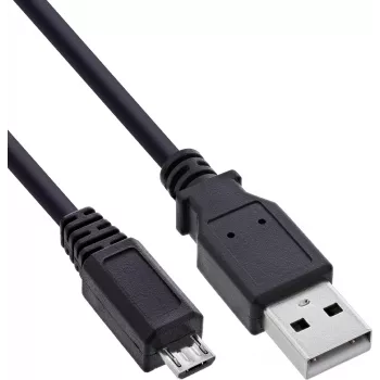 Cabo USB 2.0 InLine Micro-USB para USB-A, 0,3 m, preto